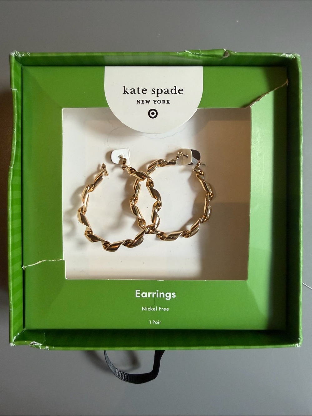 kate spade target gold twisted hoop earrings — sculpted loop design
